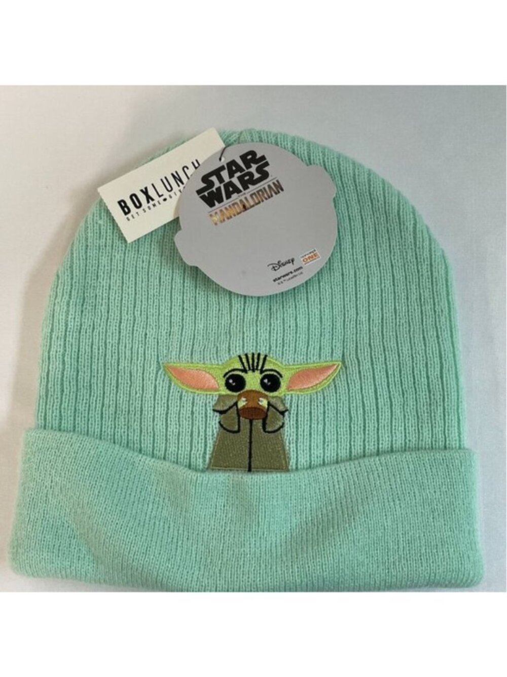STAR WARS+BOXLUNCH Mandalorian Grogu Mint Green Peek Cuff Beanie OS NWT Rare
